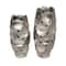 Silver Aluminum Geometric Open Framed Vase Set with Circular Plates